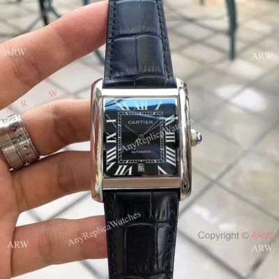Buy Replica CARTIER Tank Automatic Watches SS Black Dial